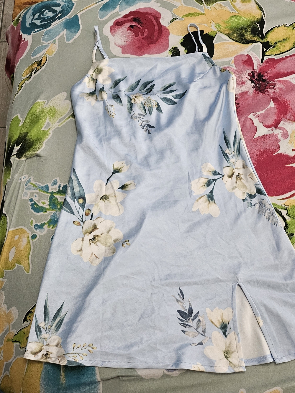 Princess Polly Light Blue Floral Slip Mini Dress